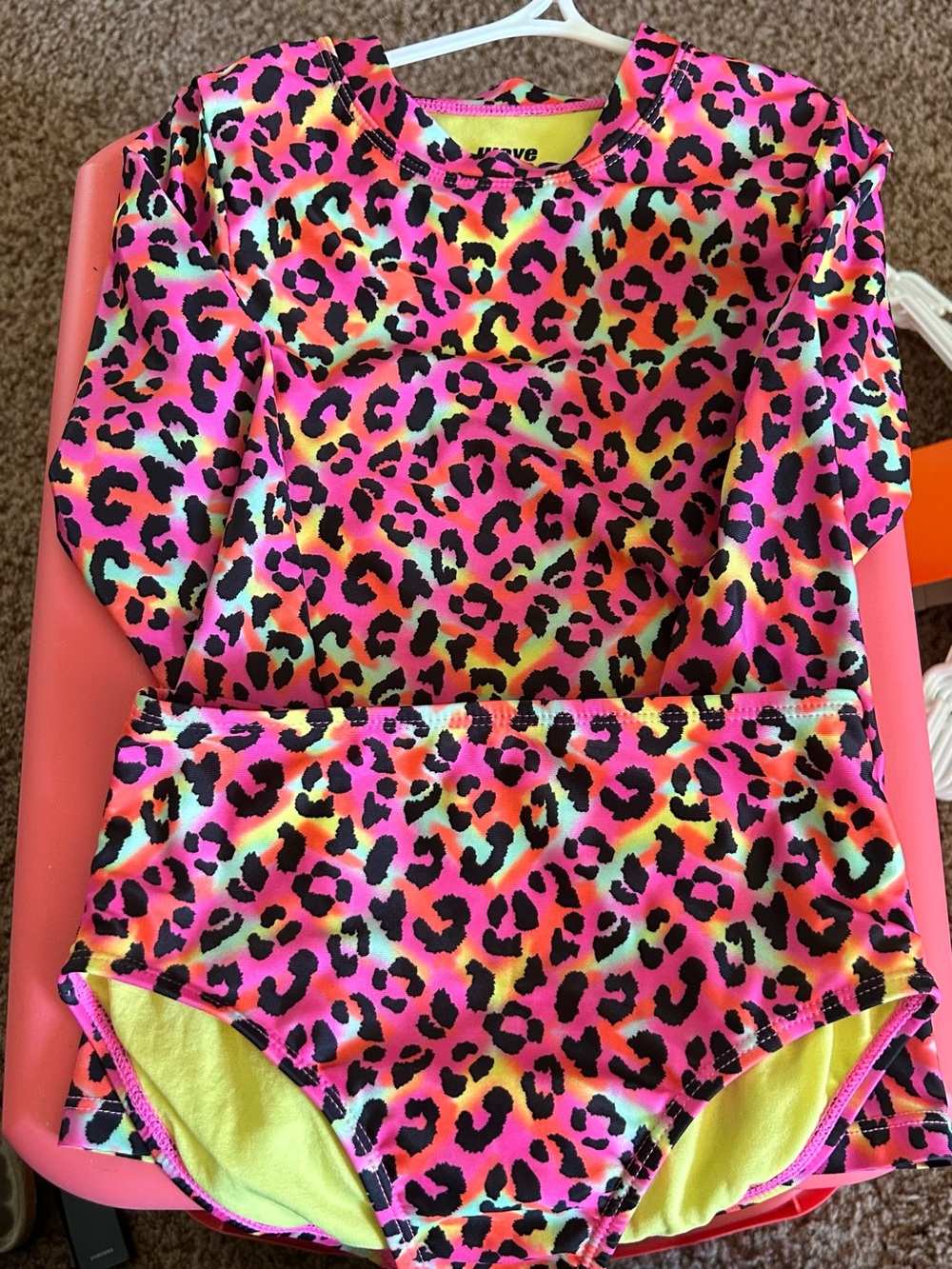 Kids Swim two-Piece in Neon Pink Leopard - Wave Zone